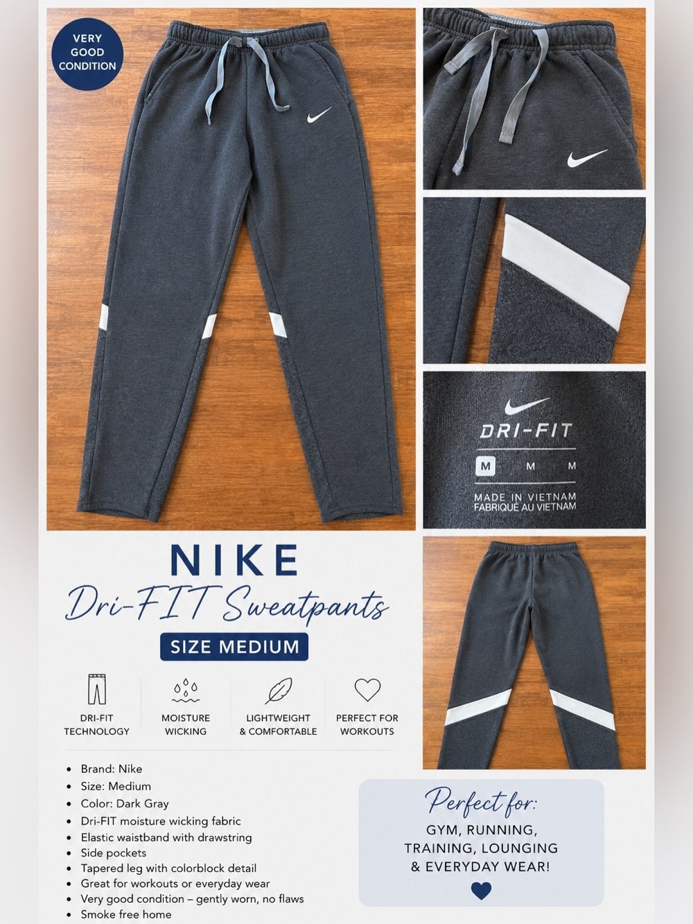 NIKE STRIKE 21 FLEECE PANTS. Size XL. Color Anthracite.